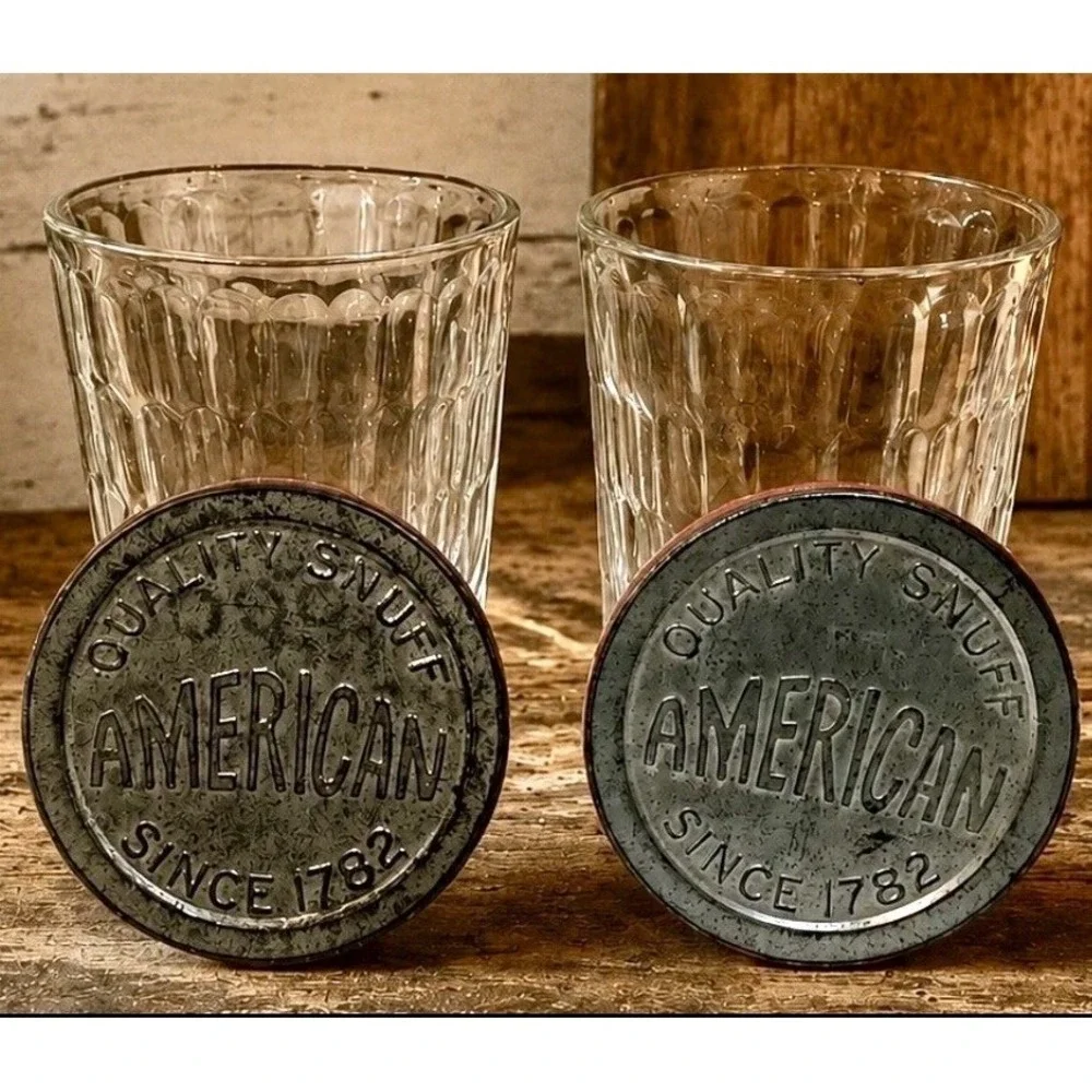2 American Quality Snuff Since 1782 Jars w/lids Nice!